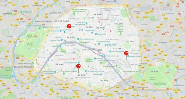 Carte de nos zones d'intervention pour la condamnation de cuves à fioul à Paris