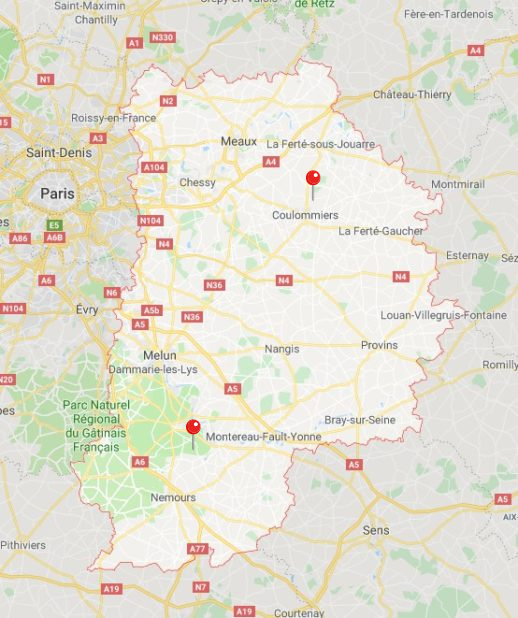 Carte de nos zones d'intervention pour la condamnation de cuves à fioul en Seine-et-Marne